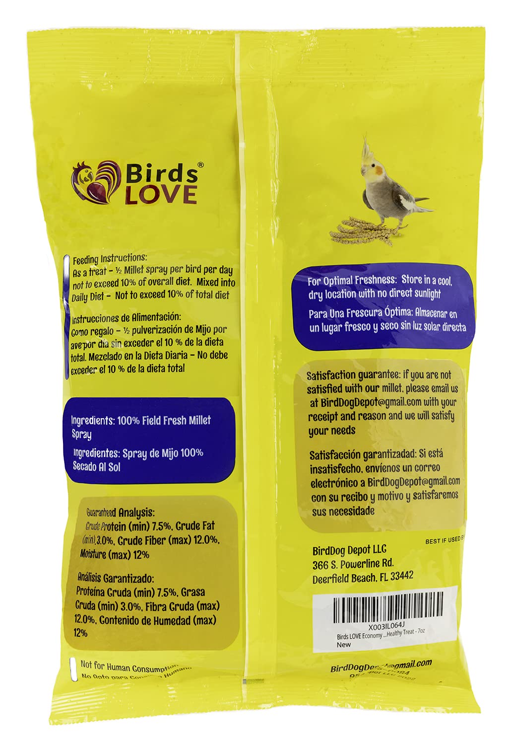 Birds LOVE GMO-free edible tops millet close-up shows 100% edible grain.