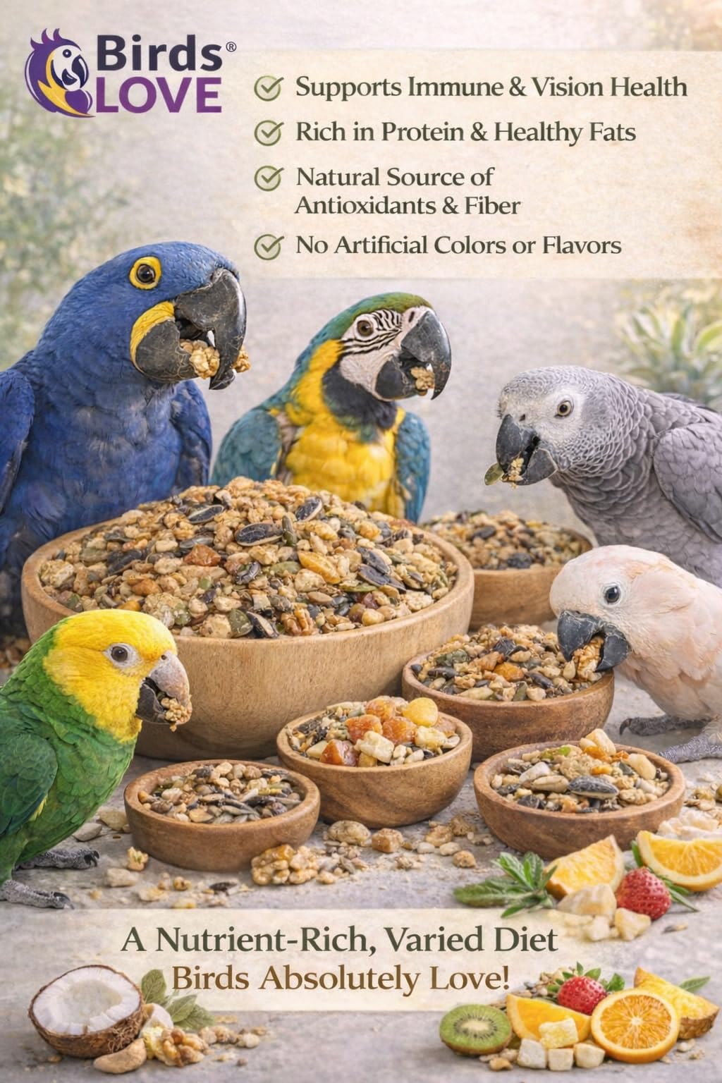 Birds LOVE Nitrogen-flushed resealable bag preserves flavor and freshness.