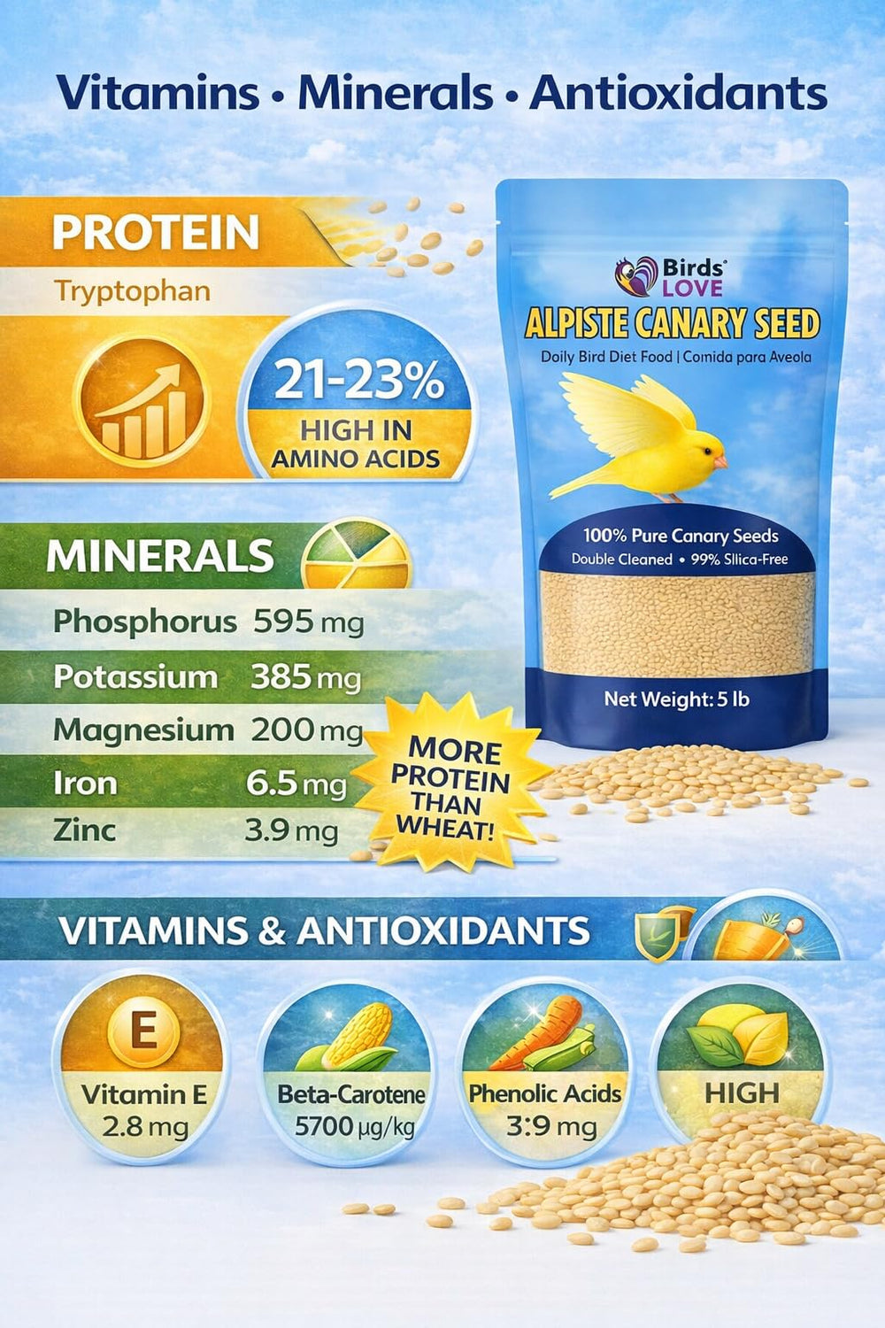 Birds LOVE small-bird daily food – supports energy and feather condition.