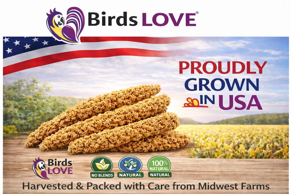 Birds LOVE USA-grown millet showcases natural quality for daily treats.