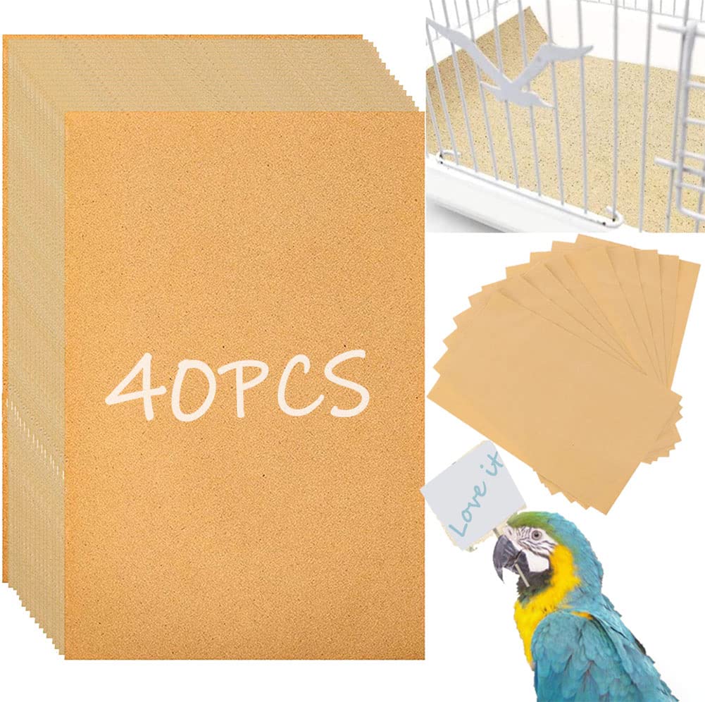 Birheatry gravel paper 40-piece pack for 11x17 cages keeps bedding clean.