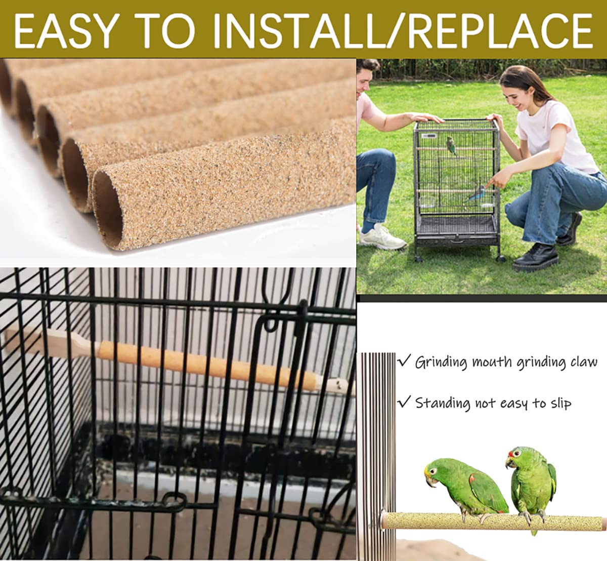 Birheatry natural materials; non-toxic grit supports daily bird grooming.