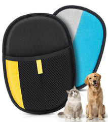 Bispoy pet hair removal glove front view; lifts hair quickly from fabrics.