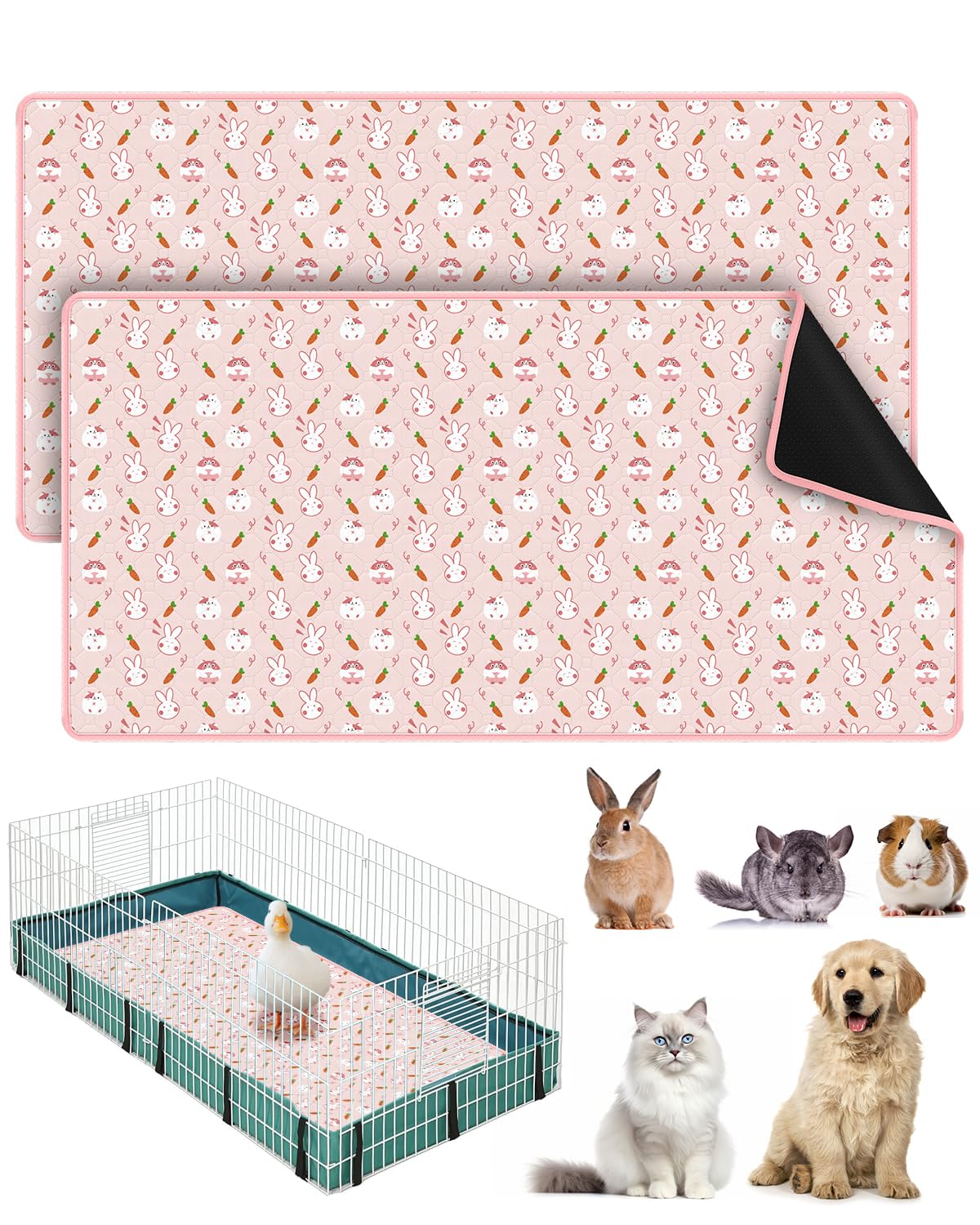 Bissap two-pack guinea pig cage liners fit 47x24 inches for a dry, clean enclosure.