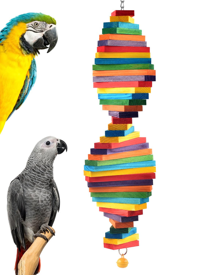 Bissap multicolor bagel cascade chew toy for large parrots enhances safe chewing