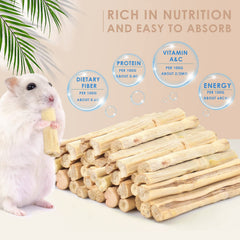 Natural bamboo fiber from Bissap chew sticks highlighting dietary benefits for small animals.