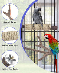 Bissap parrot perch branch with rope offers secure, versatile cage placement