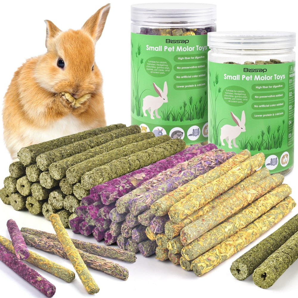 Bissap rabbit chew sticks with rose flavor for dental wear and tasty enrichment