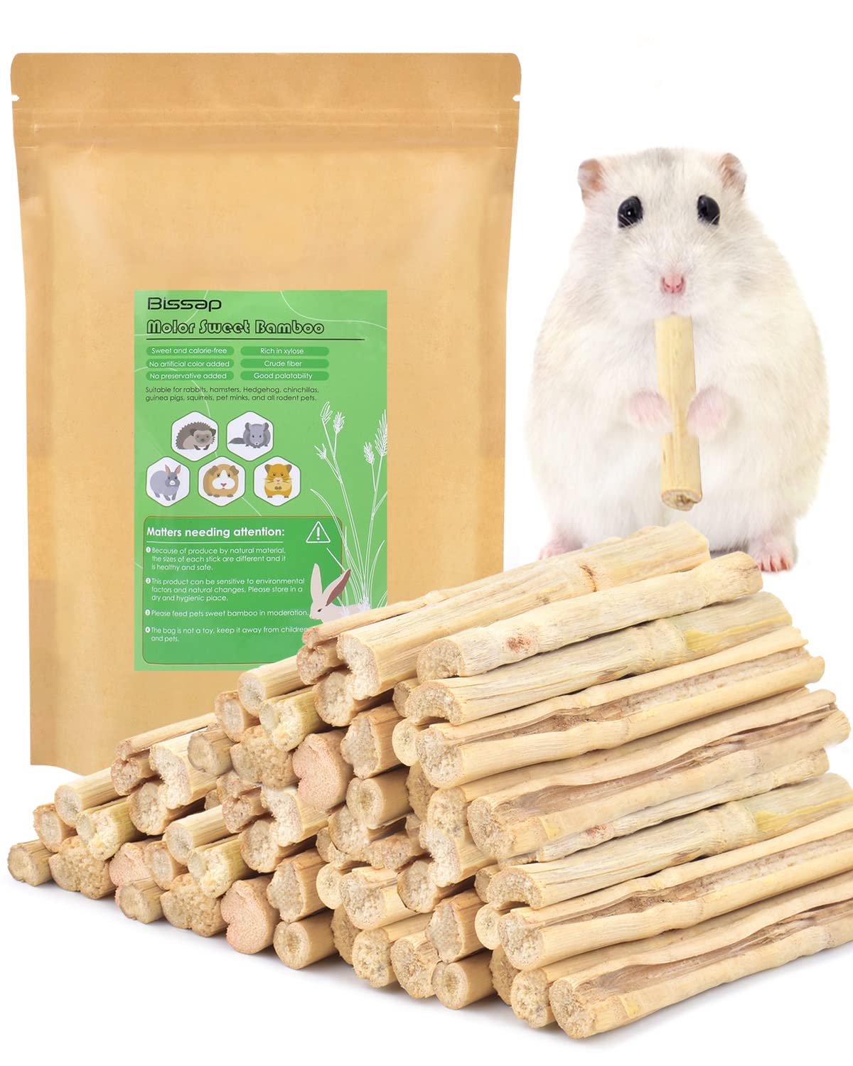 Bissap bamboo chew stick for rabbits with dental wear benefits