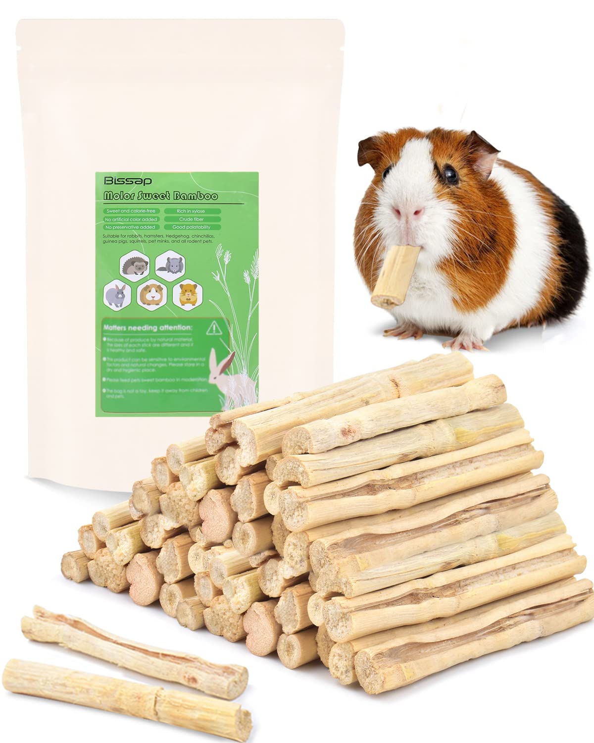 Bissap Sweet Bamboo Chew Sticks for rabbits promote natural dental wear.