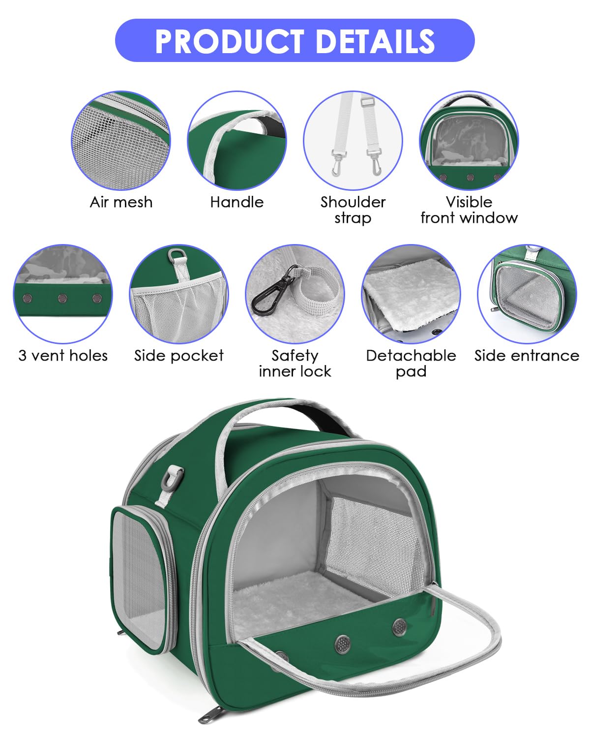 Bissap travel carrier side ventilation highlights airflow for small pets
