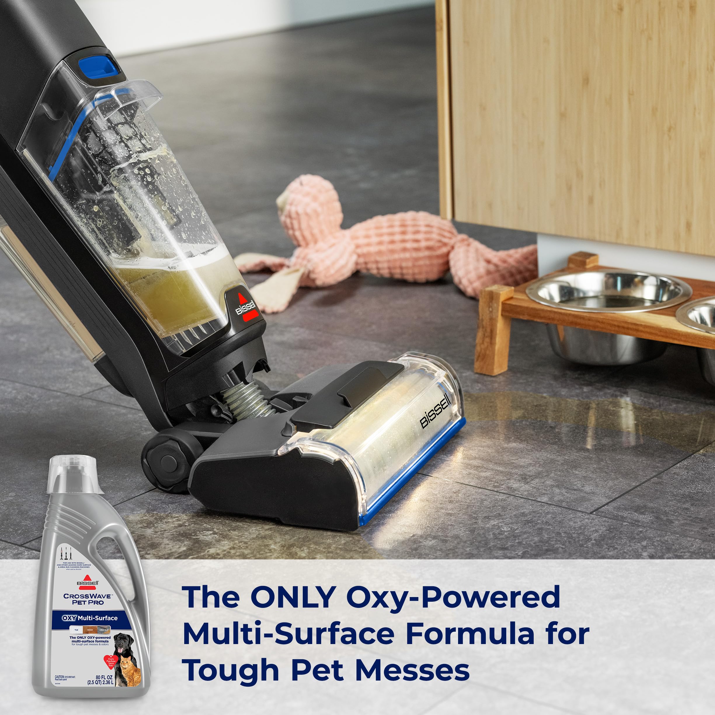 Bissell CrossWave Pet Pro Oxy on sealed hard floors cleans stains from tile and grout