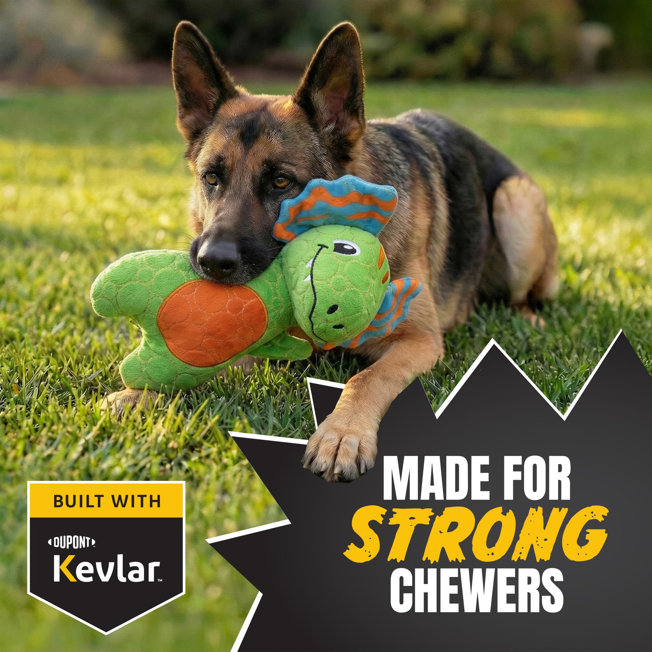 Bite Force Kevlar reinforced dog toy showing heavy stitching for aggressive chewers