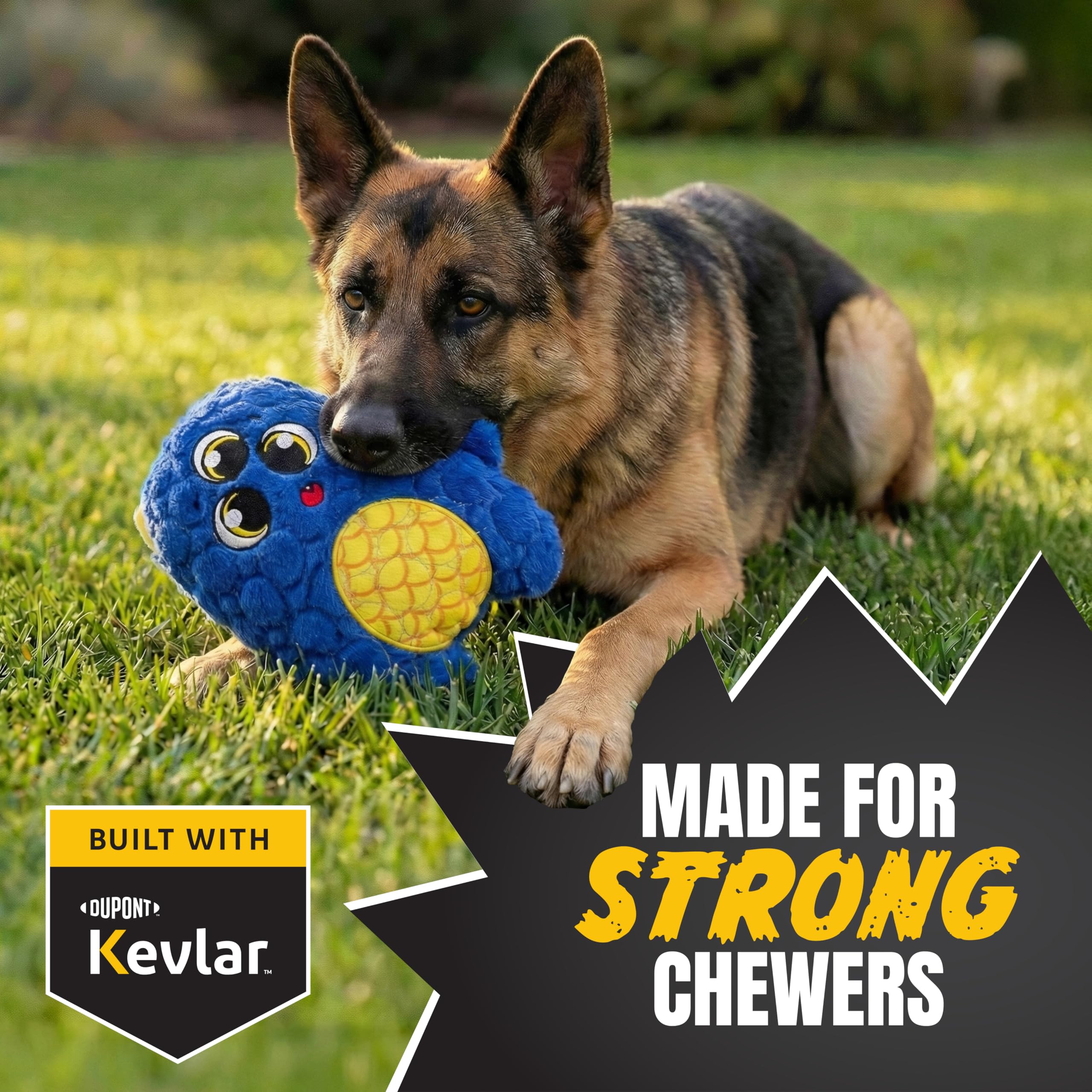Kevlar reinforced seams on Bite Force Monster for durability