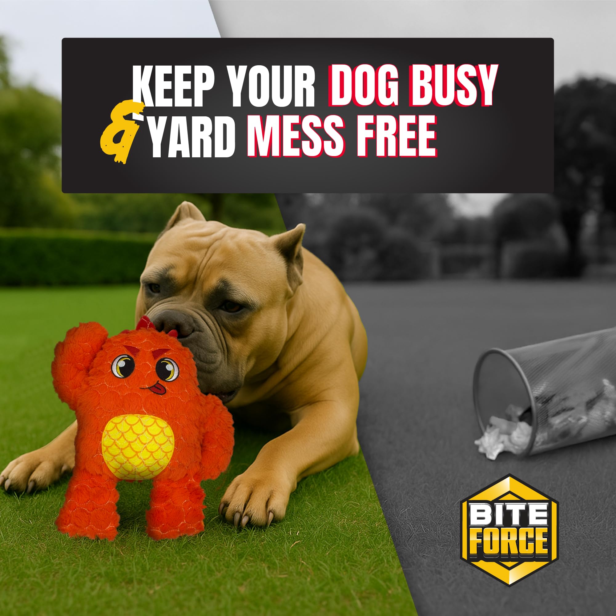 Bite Force orange monster dog toy ideal seasonal gift for dogs.