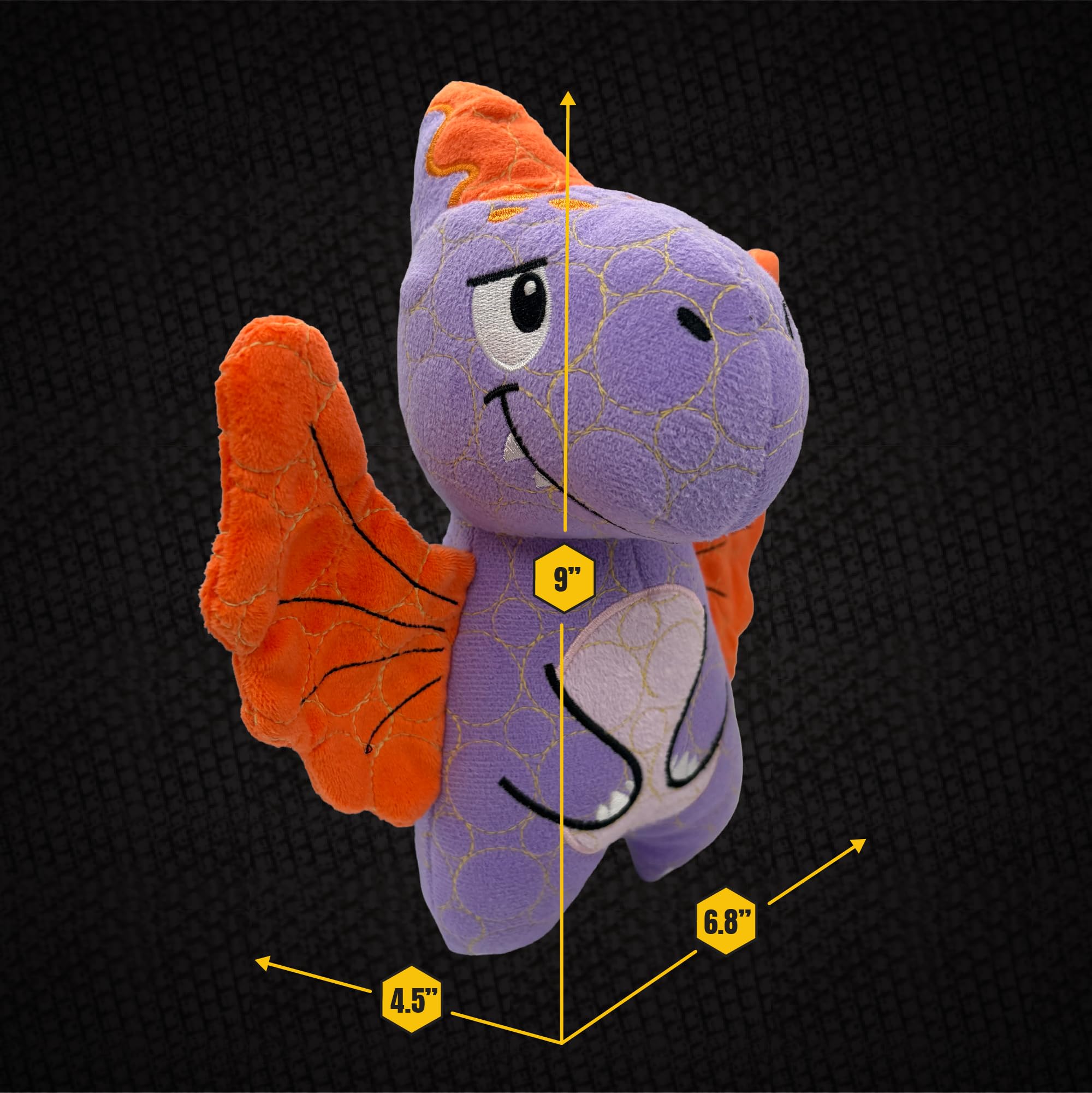 Bite Force puppy teething toy in soft plush dino design