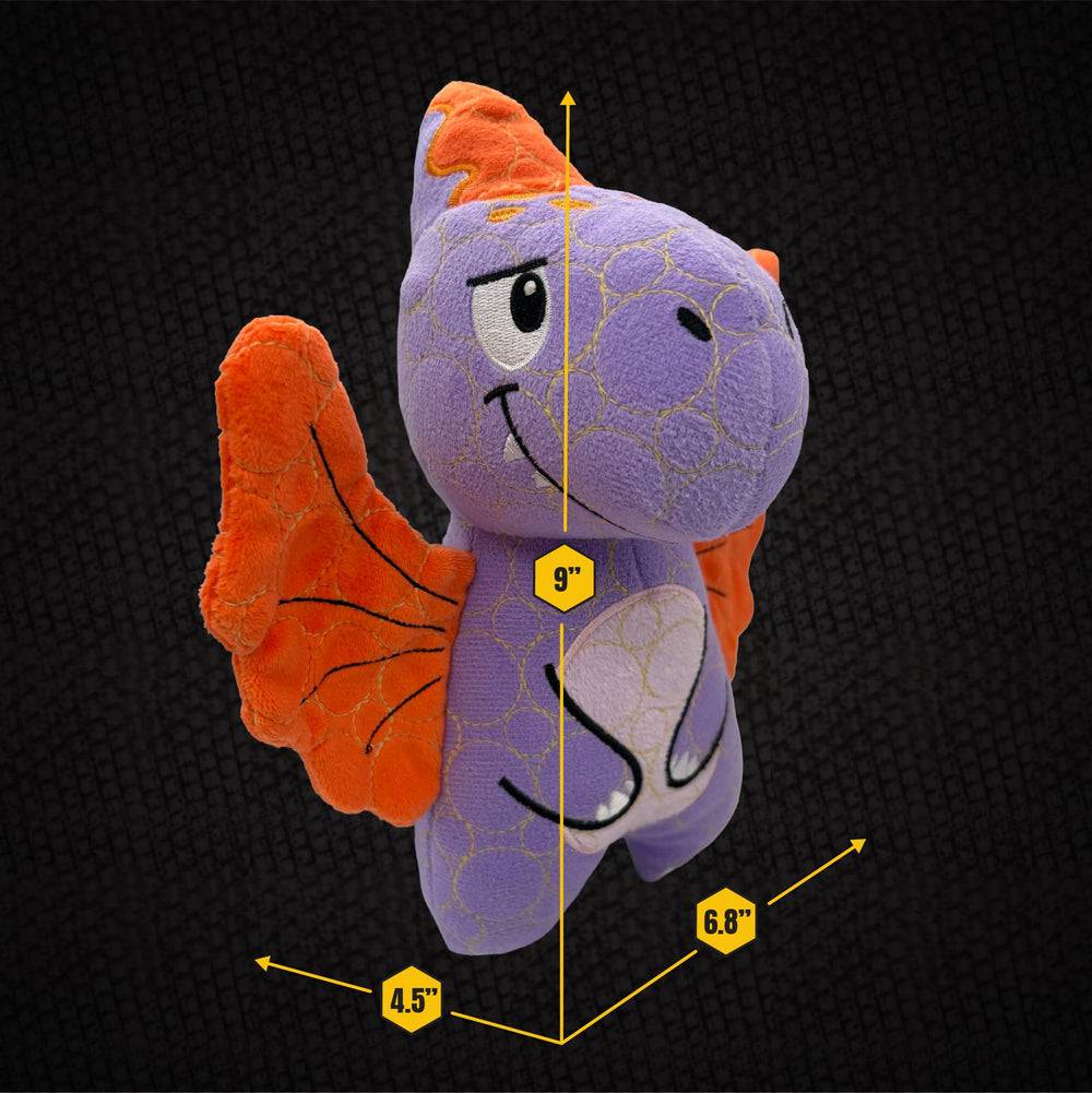 Bite Force puppy teething toy in soft plush dino design