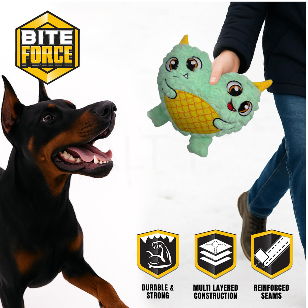 Bite Force reinforced seams highlight durability for indoor and outdoor chewing sessions