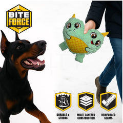Bite Force reinforced seams highlight durability for indoor and outdoor chewing sessions
