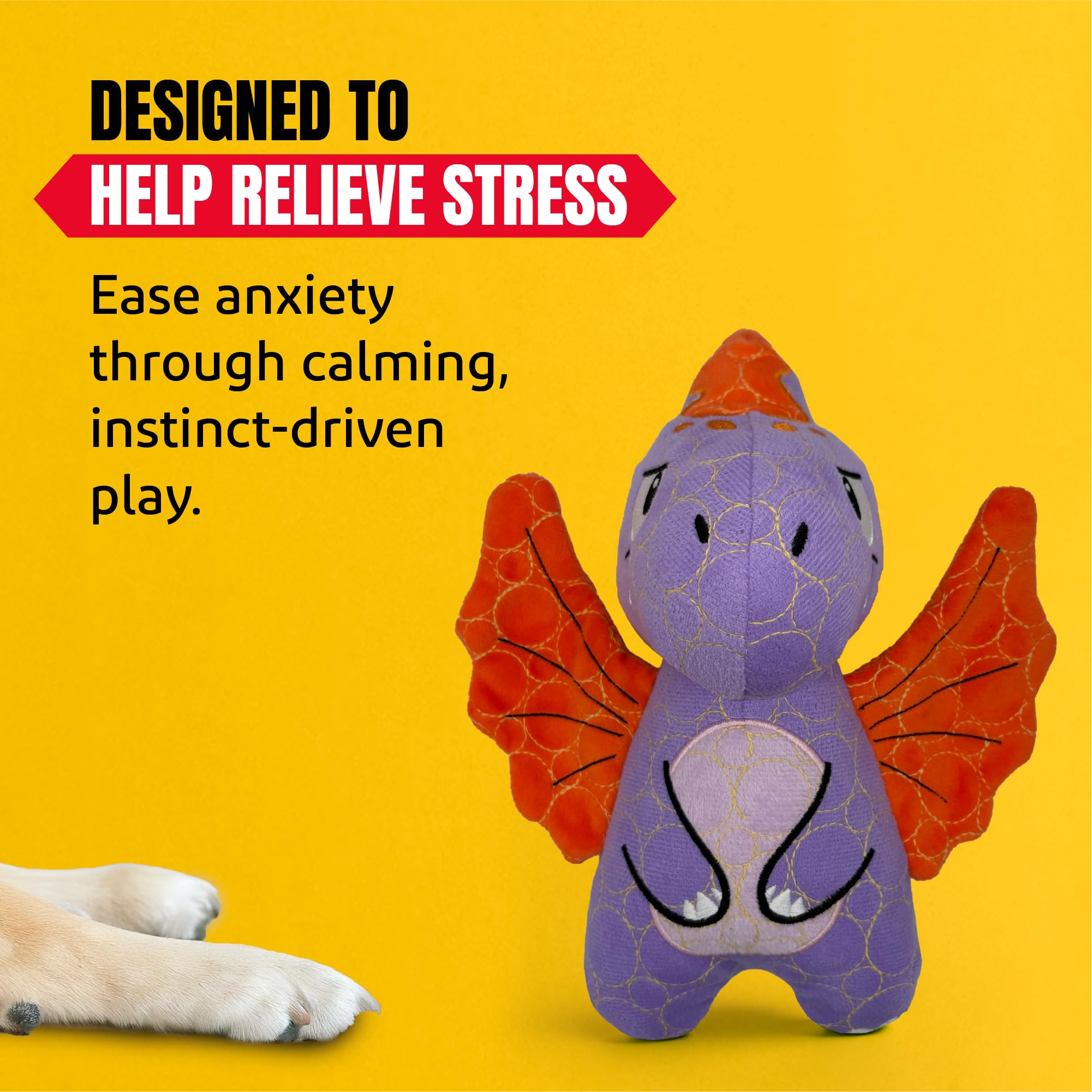 Bite Force soft plush dino toy offers comforting cuddling for puppies
