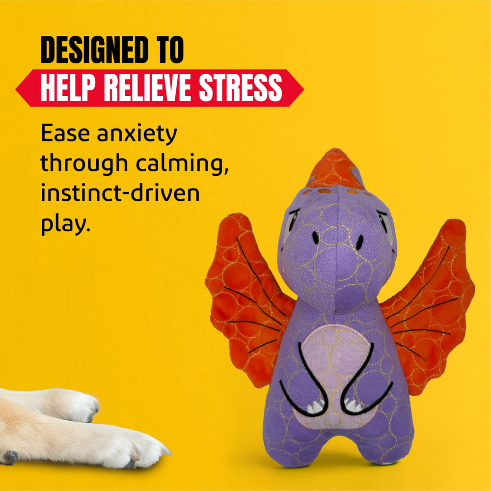 Bite Force soft plush dino toy offers comforting cuddling for puppies