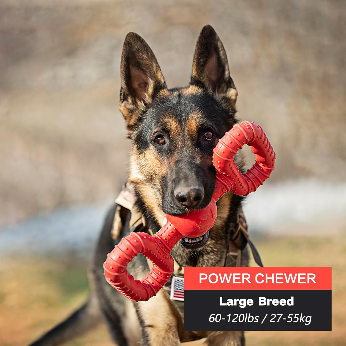 BiteKing dishwasher-safe rubber toy in red, easy cleaning between uses