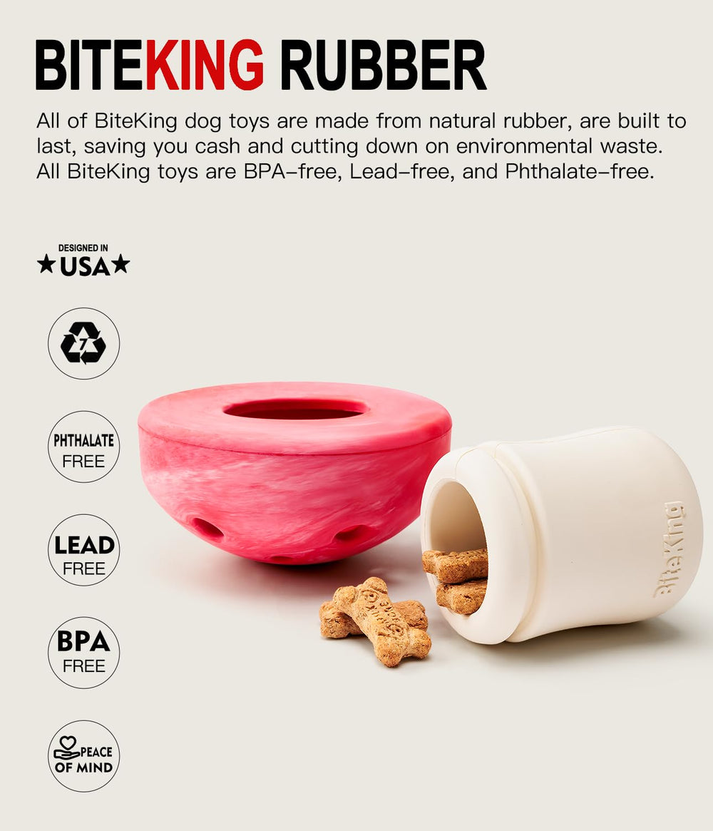 BiteKing large-breed puzzle toy measures 6.38 by 6.1 inches for versatile spaces.