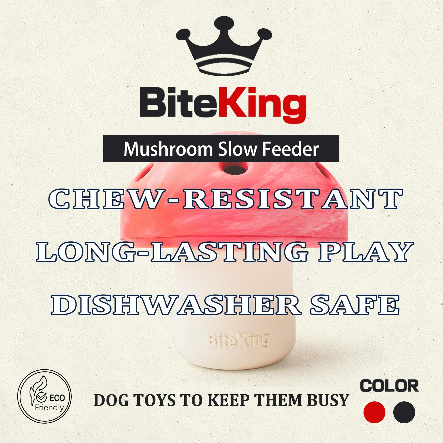 BiteKing slow-feeder treat dispensing toy keeps dogs engaged during meals.