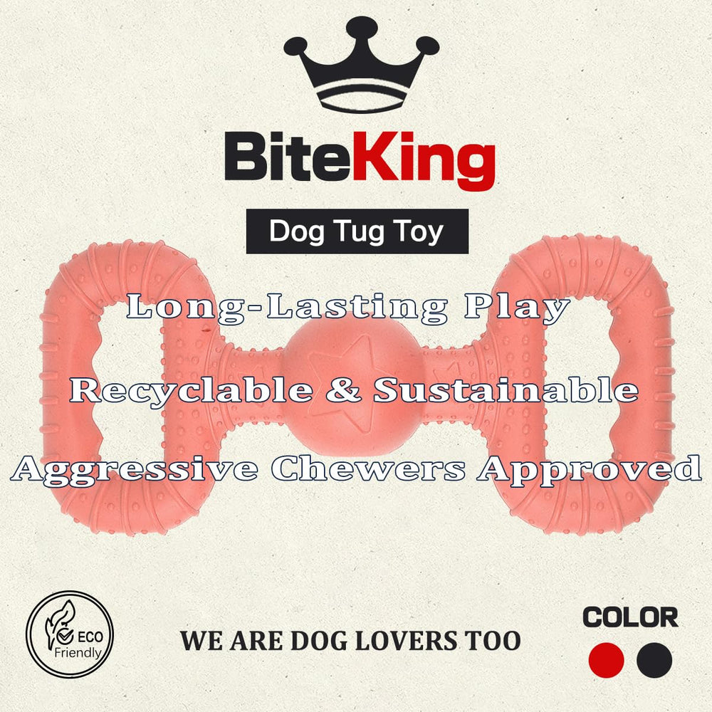 BiteKing sturdy chew toy for aggressive chewers, red, promotes controlled chewing
