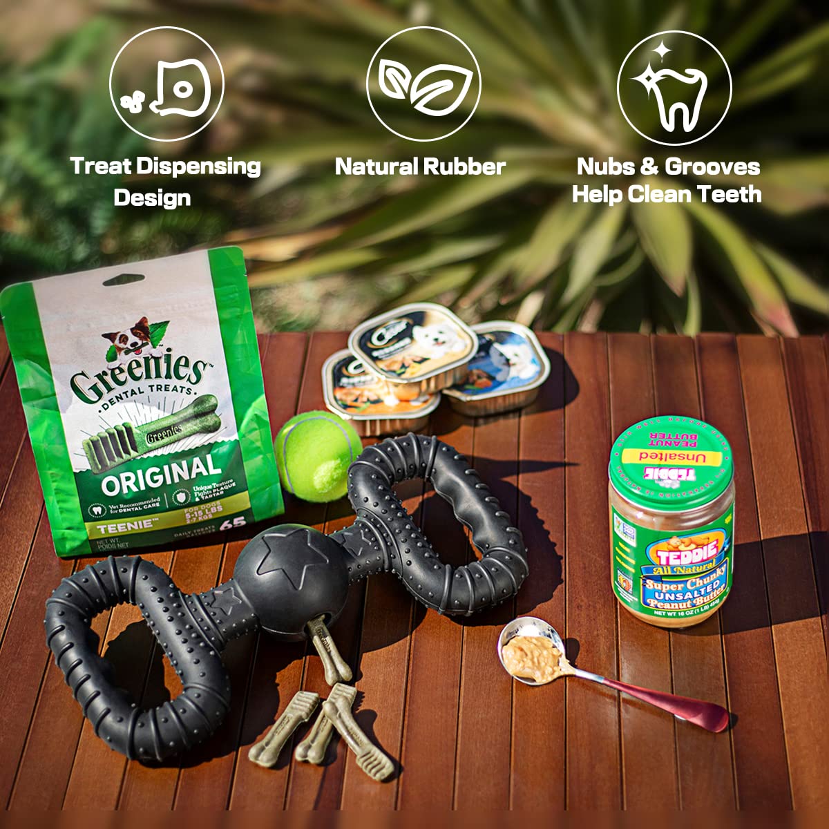BiteKing treat-dispensing design encourages interactive fetch and training.