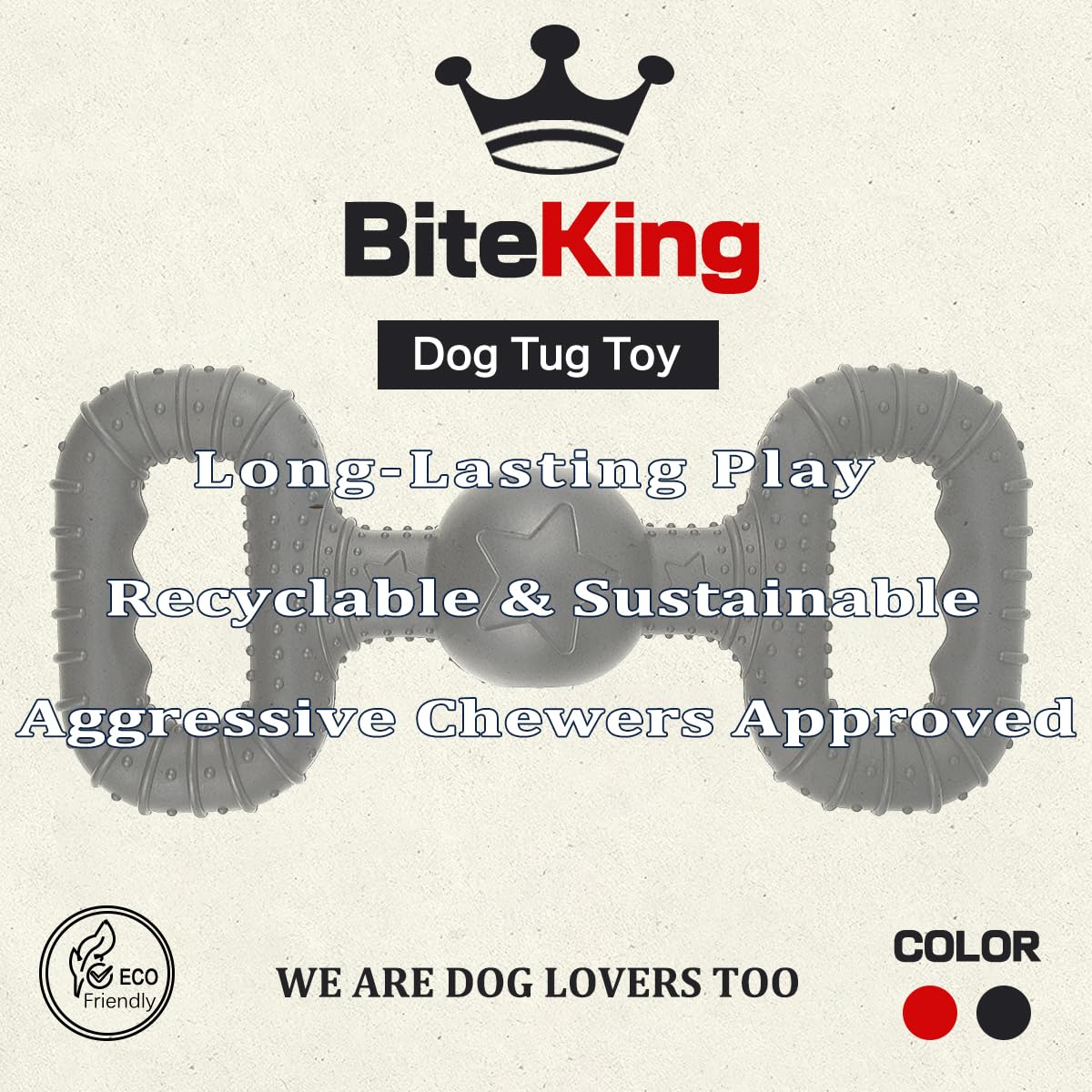 BiteKing tug toy hollow interior invites treat-filled play for engagement.