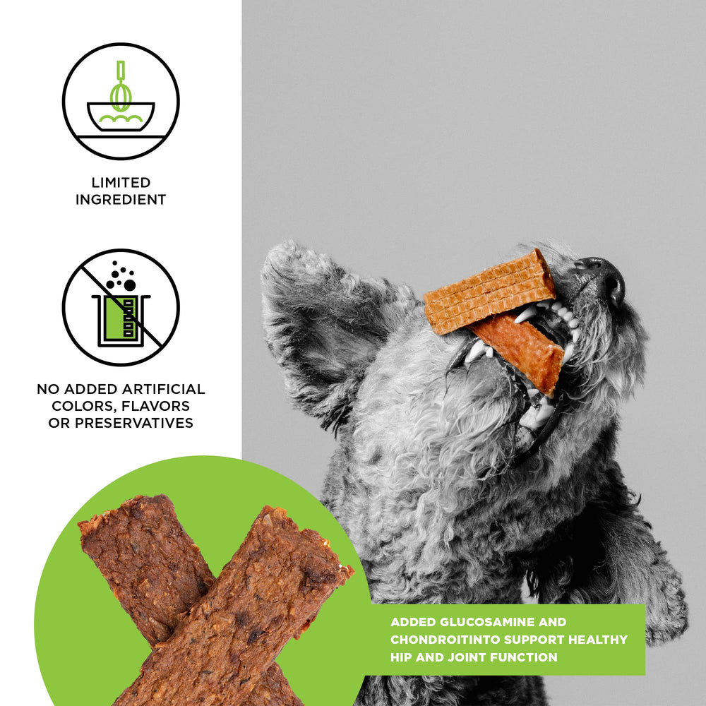 BIXBI Hip & Joint jerky image focuses on USA-made and grain-free.