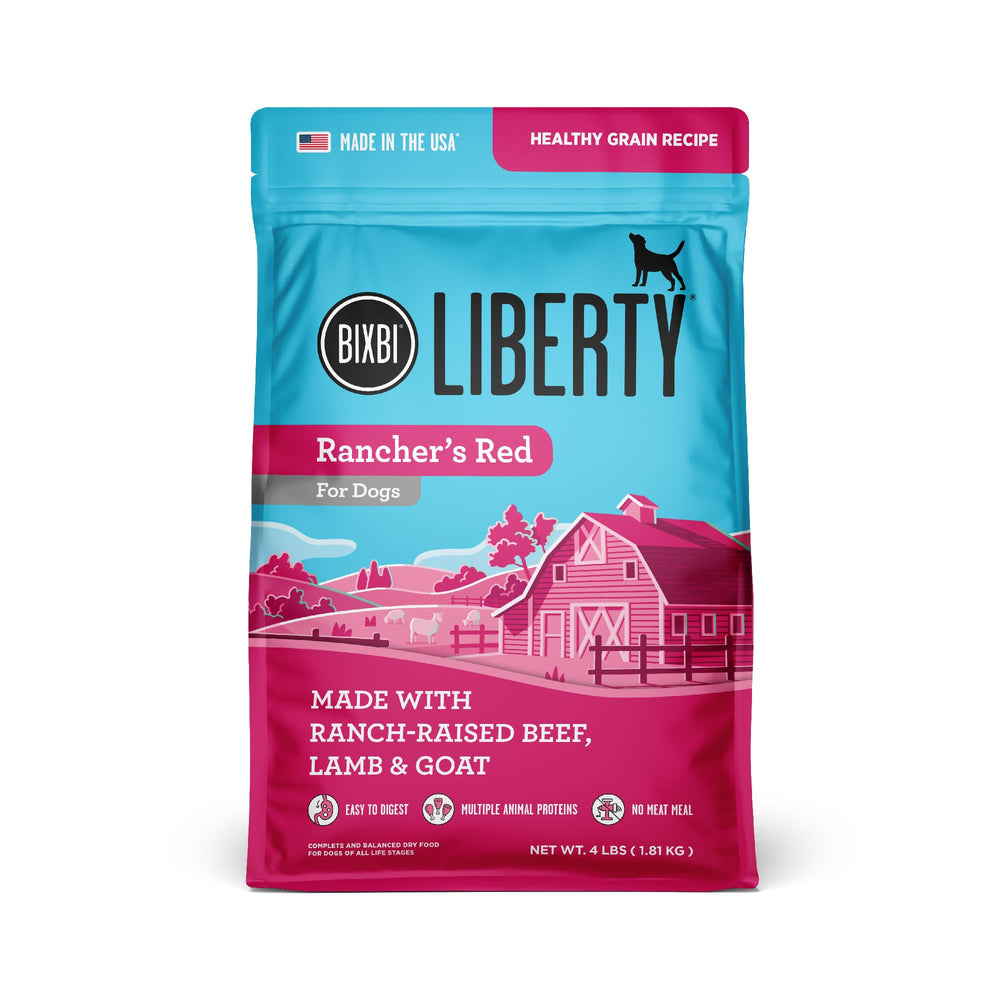 BIXBI Liberty ancient grains dry dog food bag for wholesome energy and digestion.
