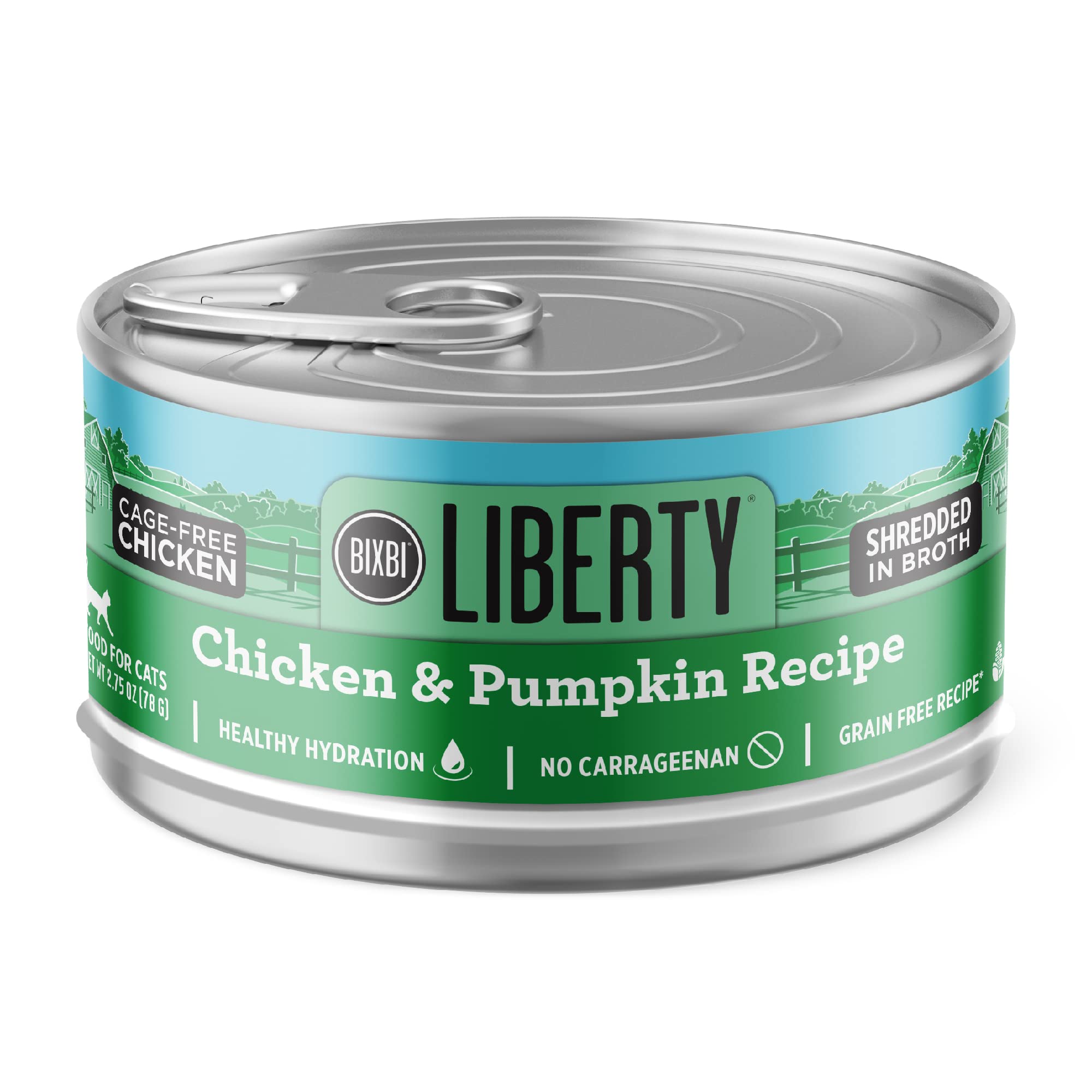 BIXBI Liberty chicken pumpkin in broth, grain-free cat meal.