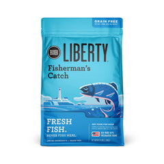 BIXBI Liberty Fisherman's Catch kibble in bowl with real fish first ingredient
