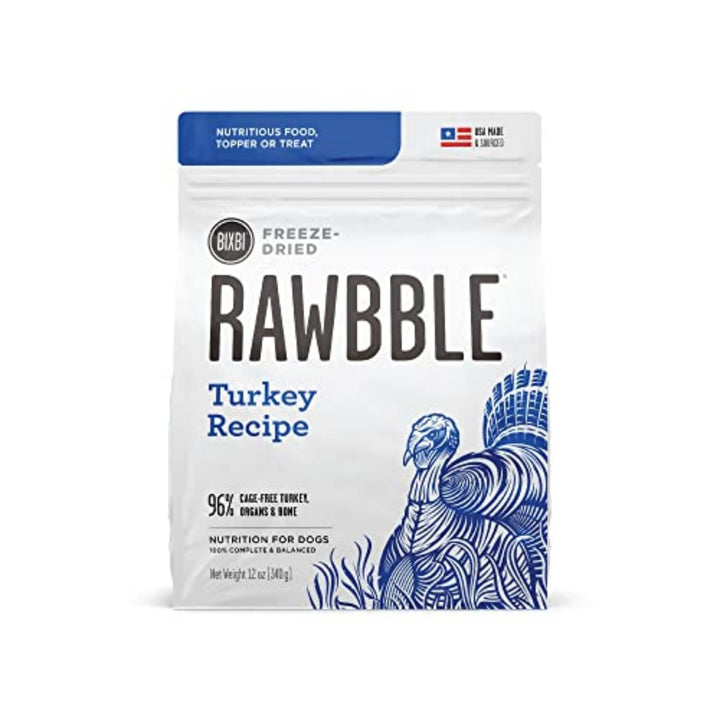 BIXBI Liberty freeze-dried turkey topper close-up boosts flavor and nutrition for meals.