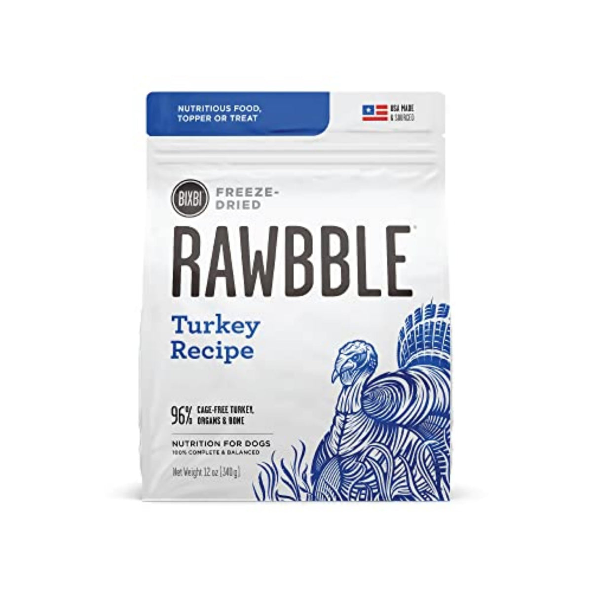 BIXBI Liberty freeze-dried turkey topper close-up boosts flavor and nutrition for meals.