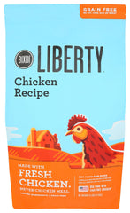 BIXBI Liberty packaging label emphasizes USA-made quality and safe protein sources.