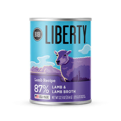 BIXBI Liberty Lamb canned dog food served in a bowl, grain-free and protein-rich.