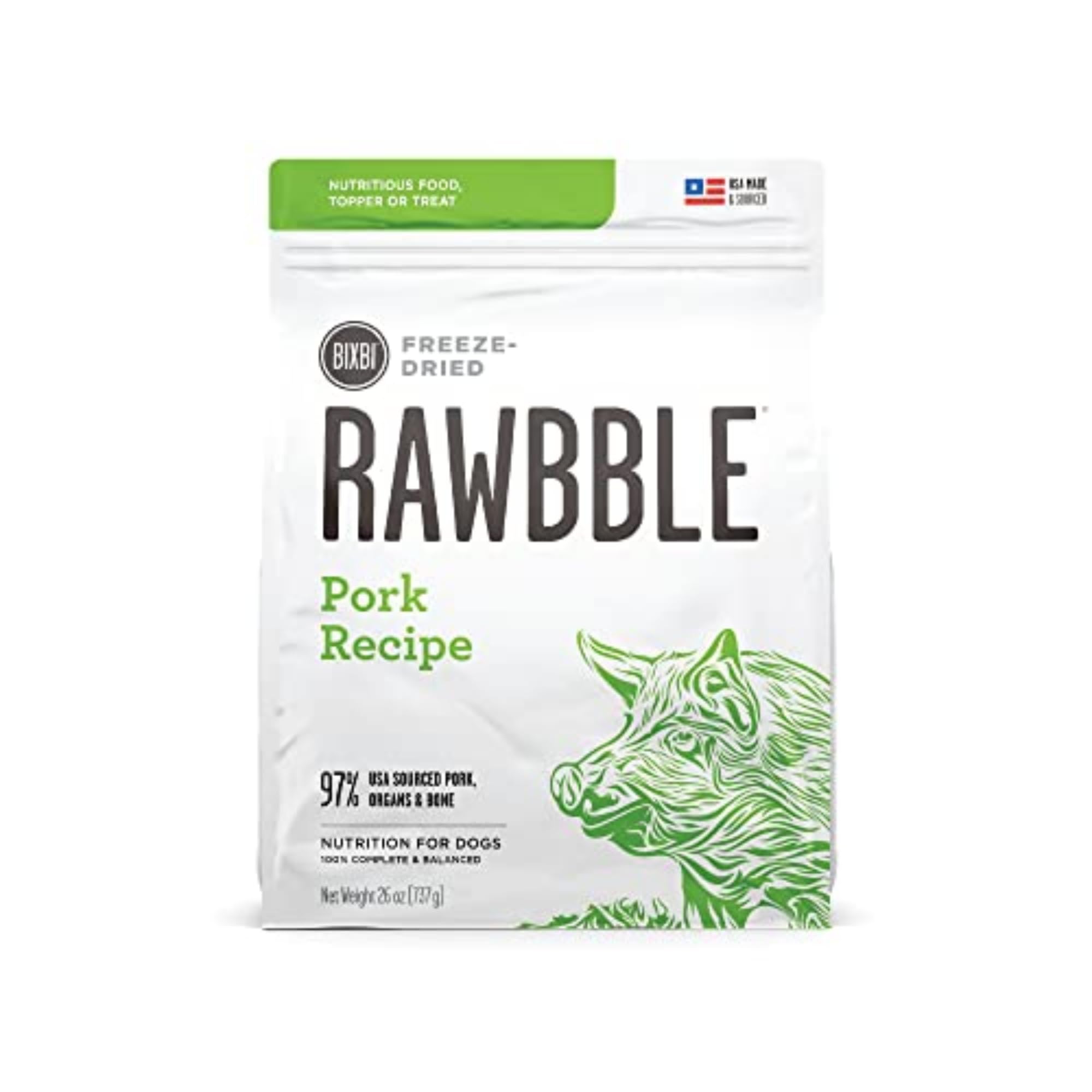 BIXBI Liberty packaging in a resealable bag for easy pantry storage.