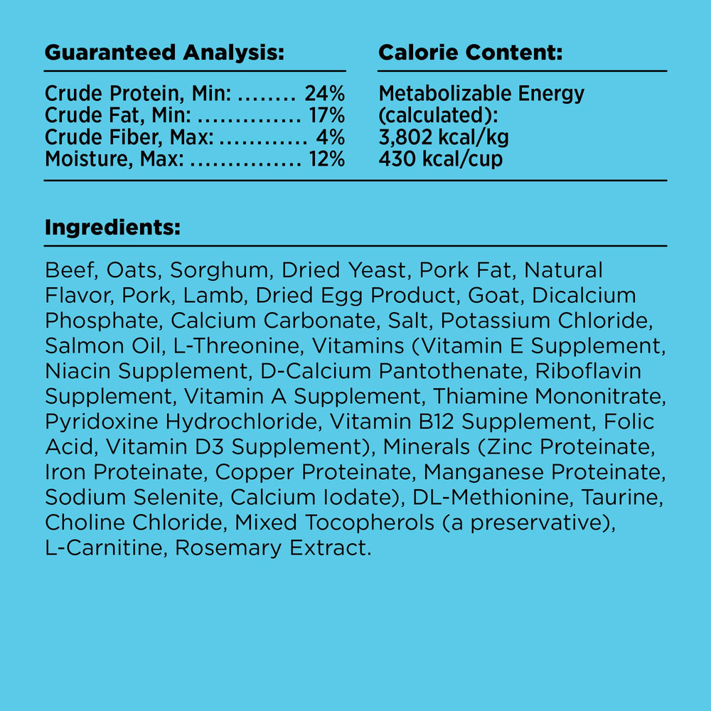 BIXBI Liberty protein-24-percent label highlights high-protein formula.