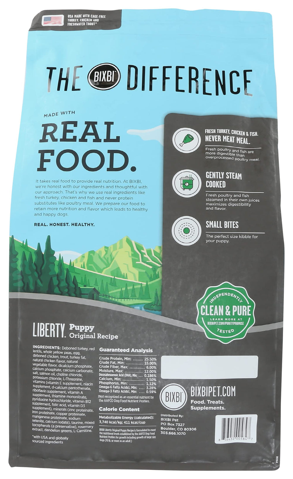 BIXBI Liberty Puppy provides 28% protein for growing puppies and energy.