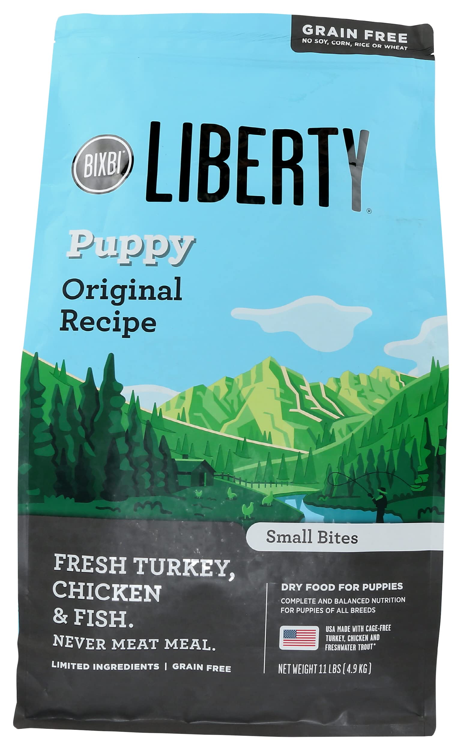 BIXBI Liberty Puppy with fresh chicken-first formula for easier digestion.