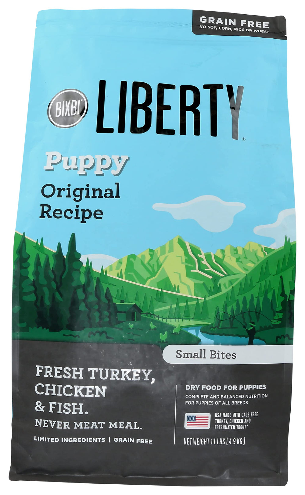 BIXBI Liberty Puppy with fresh chicken-first formula for easier digestion.
