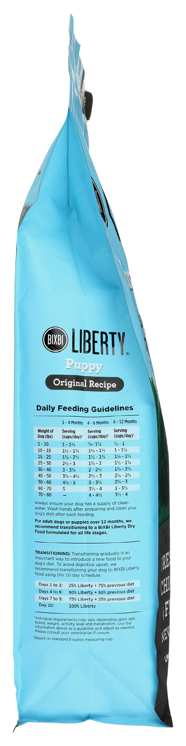 Sustainably sourced USA ingredients in BIXBI Liberty Puppy support cleaner nutrition.