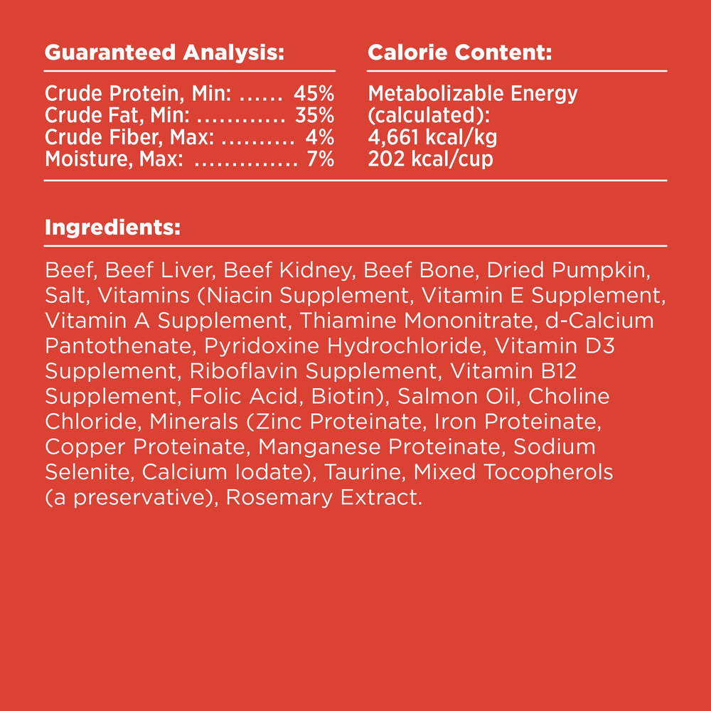 Rawbble badge on packaging signals high meat and organs content.