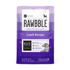 BIXBI Rawbble lamb bites close-up highlighting high-protein dog food.