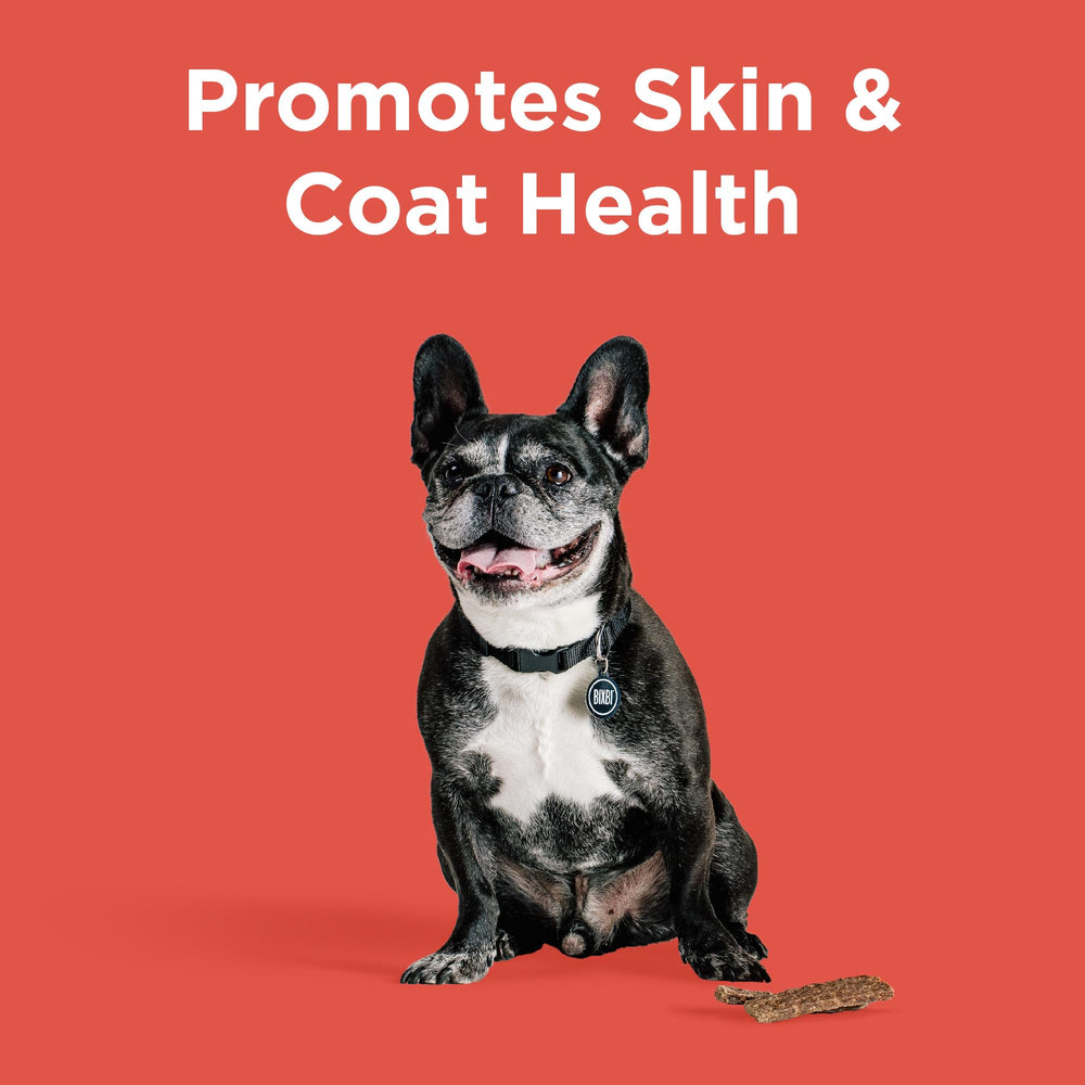 Beef liver jerky pieces support a shiny coat in dogs.