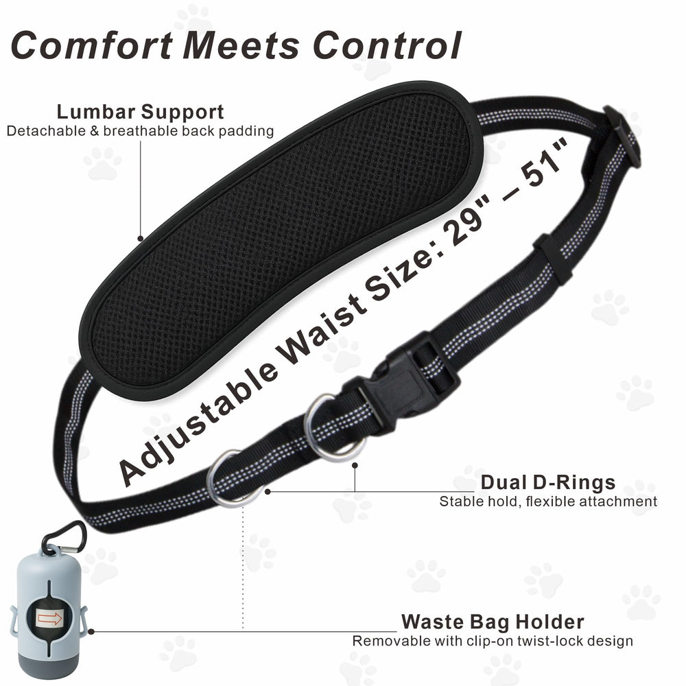 BJDQHKJ detachable poop bag dispenser clips to the leash for quick access.