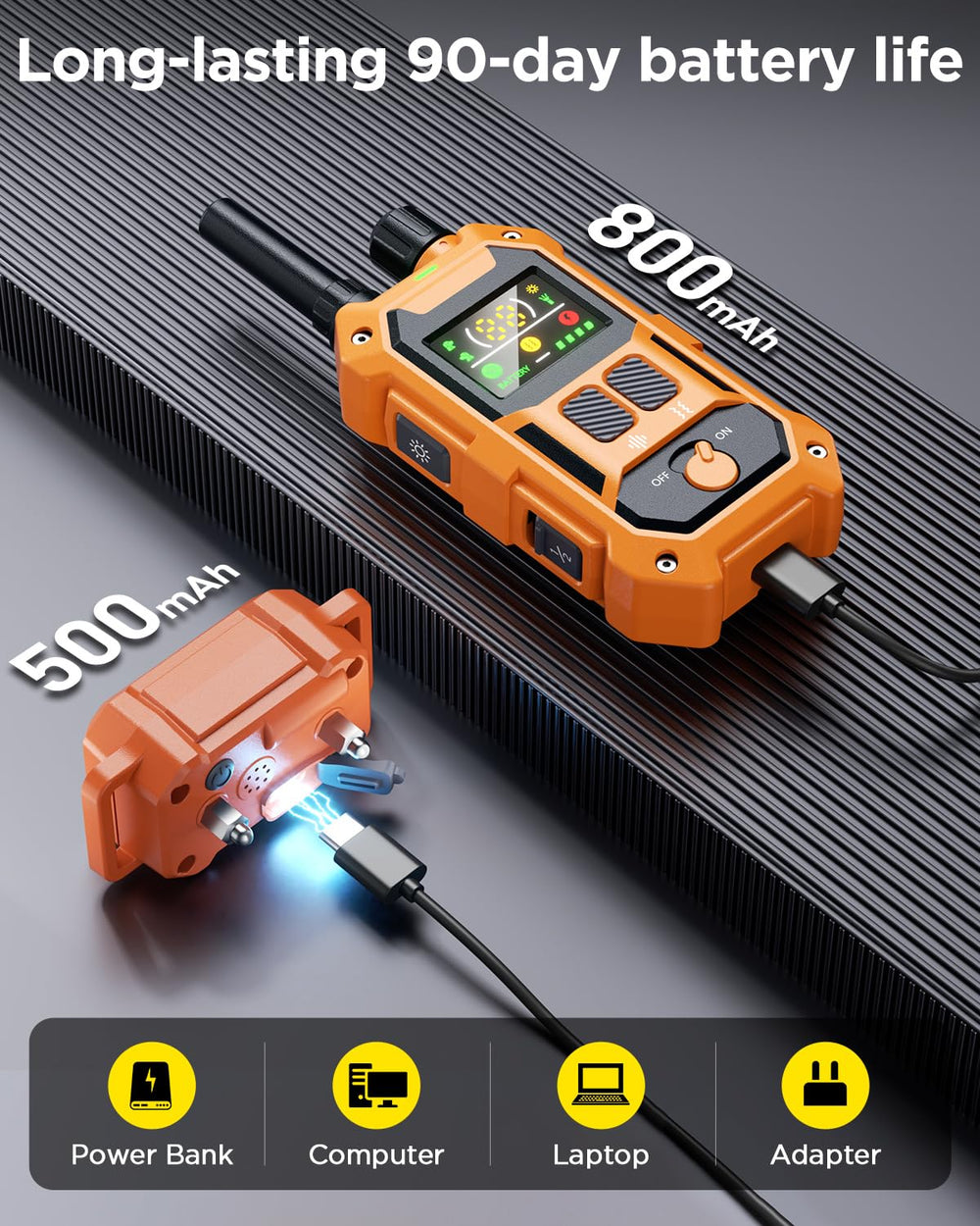 Blackdog 90-day battery life keeps sessions going.